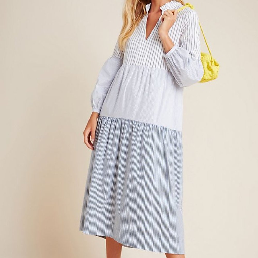 MAEVE BONNIE TIERED MIDI DRESS BY ANTHROPOLOGIE